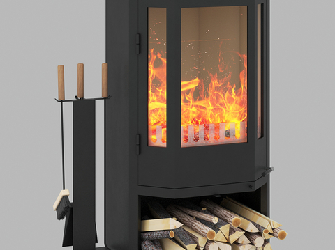 Simple Fireplace Stove Firewood Pile