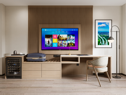 Modern Room TV Wall Integrated TV Cabinet Desk