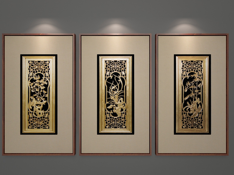 New Chinese Decorative Painting Carved Pattern Hanging Painting