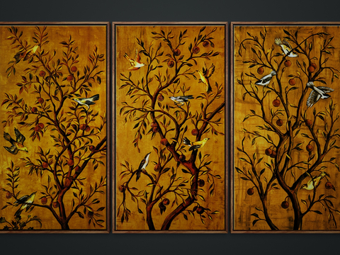 New Chinese Decorative Painting Flower and Bird Painting Vintage Hanging Painting