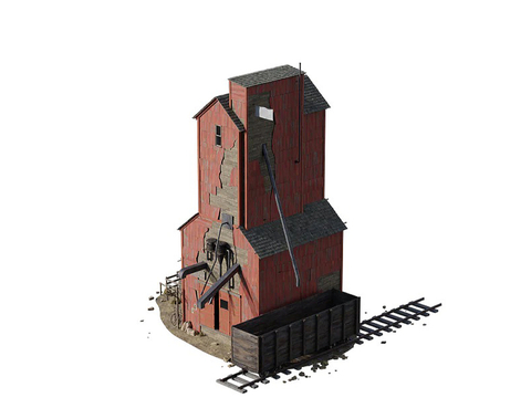 Industrial wind red brick house grain elevator train carriage