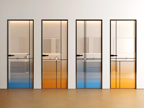 Gradient glass door single door swing door