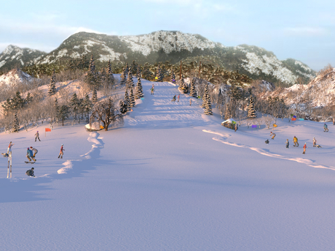 Modern Snow Mountain Winter Ski Resort Snow View