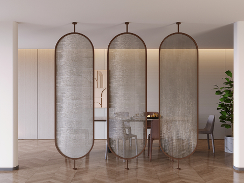 Neo-Chinese Style wire glass partition