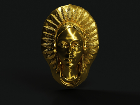 Indian gold mask sculpture