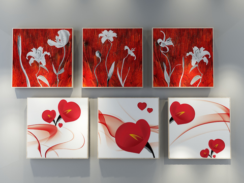 Nordic Decorative Painting Red Hanging Painting Flower Painting