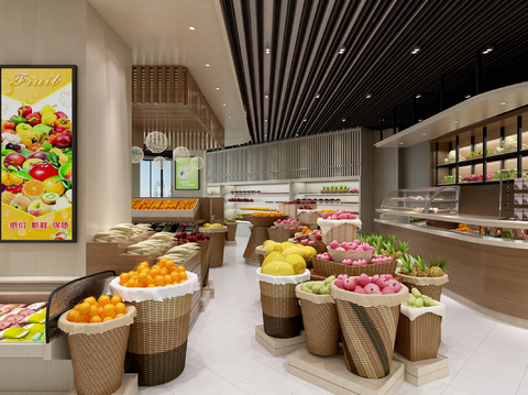 Modern fruit supermarket fruit stand