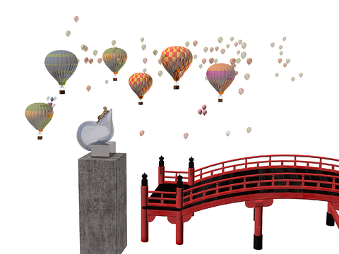 Modern decorations ornaments arch bridge hot air balloon