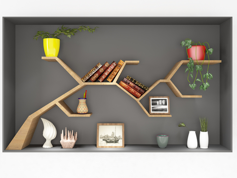 Modern Branch Bookshelf Storage Rack Wall Hanging Bookshelf