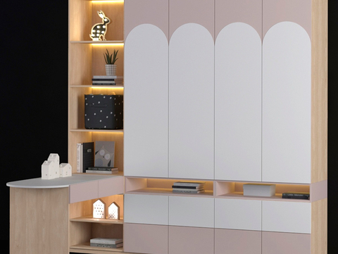 Modern Wardrobe Desk Integrated Cabinet