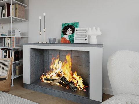 Modern open fire fireplace