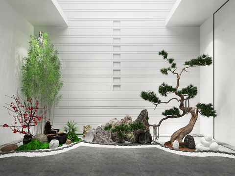 Chinese interior landscape garden landscape small landscape gardening sketch