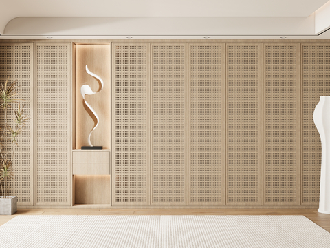 Quiet wardrobe rattan wardrobe