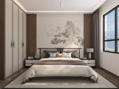 New Chinese-style master bedroom