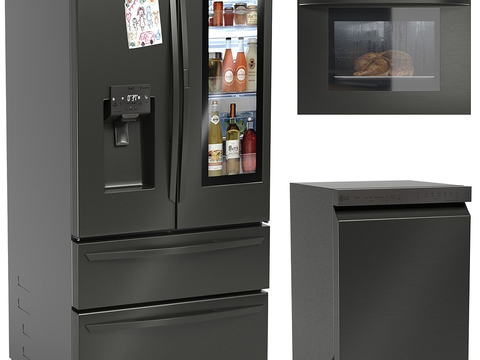 Double Door Refrigerator Built-in Oven