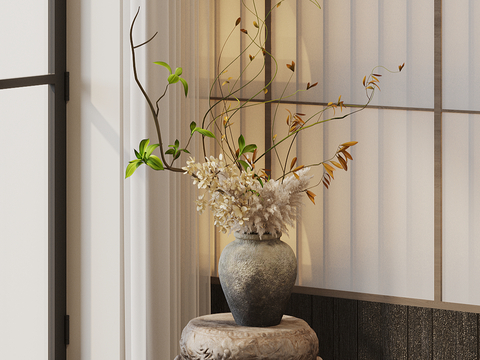 New Chinese-style vase with dead branches and flower pottery jar