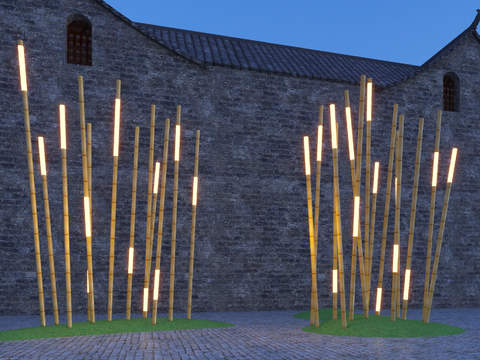 New Chinese Landscape Lights Shaped Bamboo Outdoor Lights