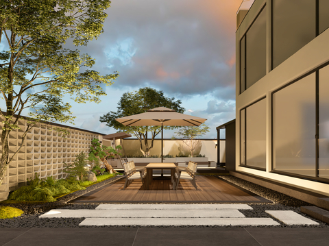 New Chinese-style Villa Courtyard Garden Landscape