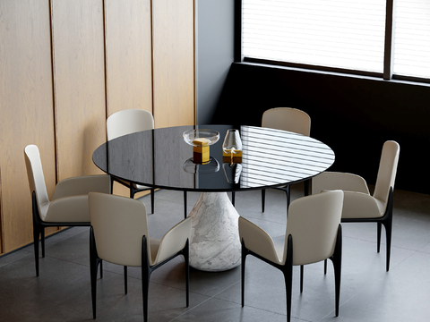 Italian Dining Table and Chair Round Dining Table