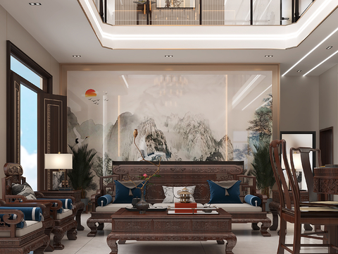 New Chinese Villa Living&Dining Room