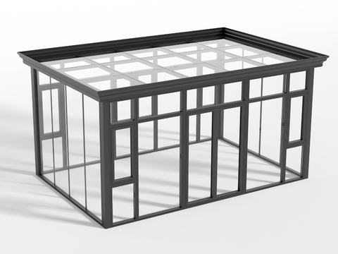 Modern sun room steel frame glass room