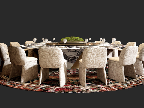 Italian Dining Table and Chair Round Dining Table