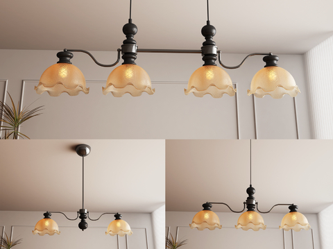 American-style glazed multi-head chandelier