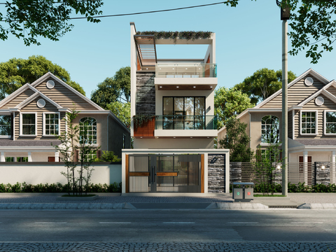 Modern single-family villa exterior