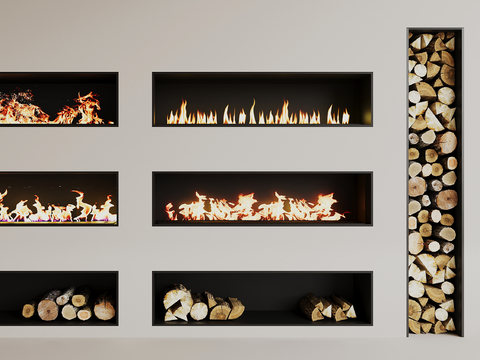 modern fireplace flame firewood