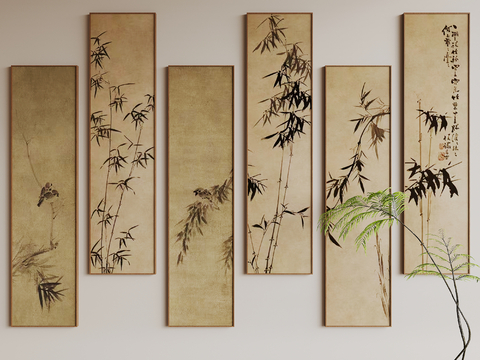 New Chinese Hanging Painting Bamboo Painting Vertical Hanging Painting