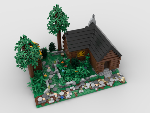 LEGO toy blocks forest wooden house toy