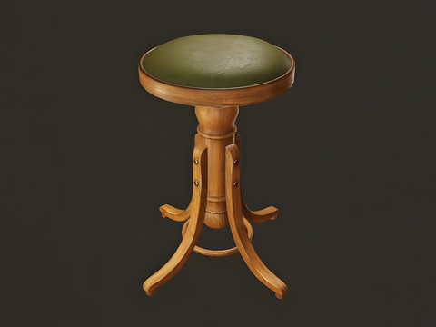 Mid-century Style Stool Old Style Round Stool