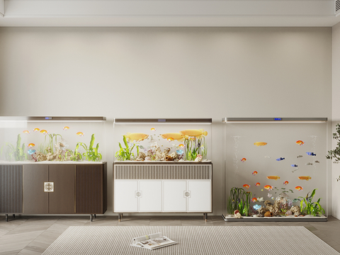 Neo-Chinese Style glass fish tank aquarium