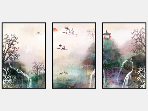 New Chinese Decorative Painting Art Painting Crane Hanging Painting