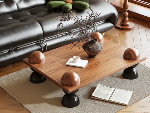 Mid-century Style Coffee Table Solid Wood Coffee Table