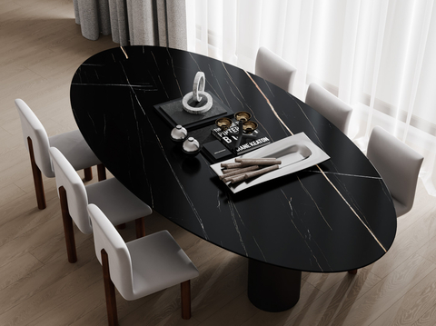 Modern Oval Dining Table and Chair