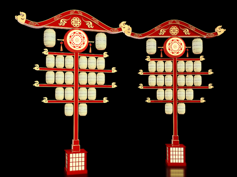 Neo-Chinese Style Outdoor Lantern Device Art Display