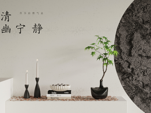 New Chinese-style Bonsai Bonsai Candlestick Book Ornaments