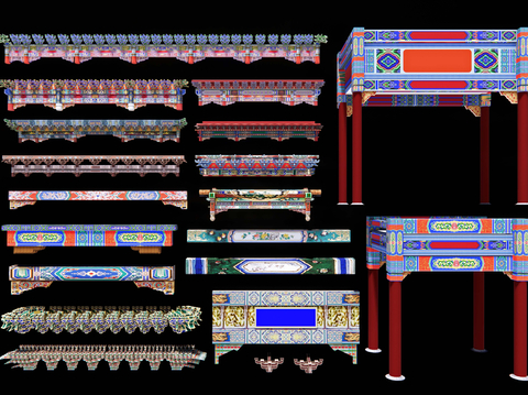 Chinese-style Painted Crossbeam Carved Wooden Beam Beam Wood Structural Parts