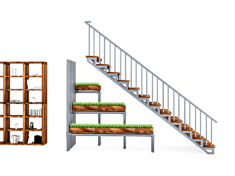 Modern Stair Flower Box Storage Rack Straight Stairs