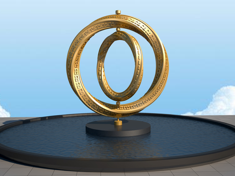 Rotating Mobius Ring Sculpture Landscape Sculpture