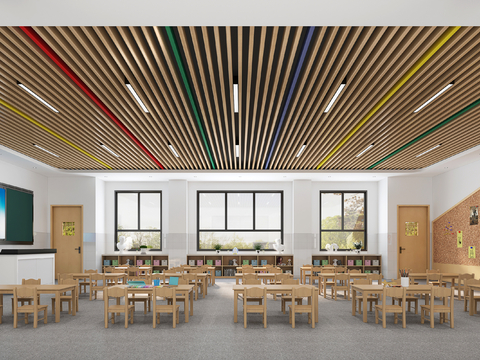 Modern kindergarten art classroom