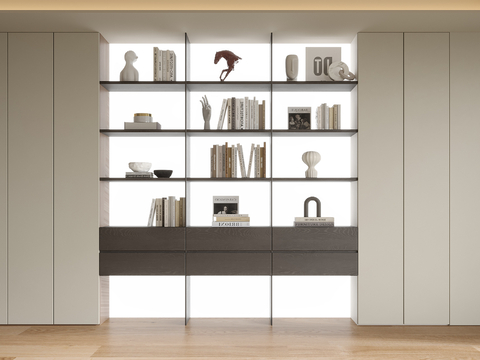 Modern Full Wall Bookcase Bookshelf