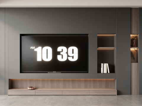 Advanced gray TV Wall integrated TV cabinet