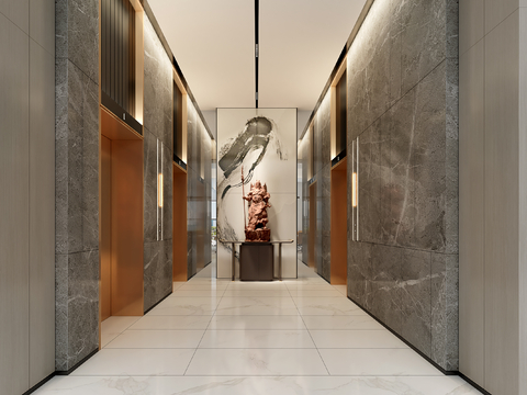 Modern office elevator room