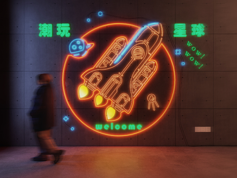 Rocket neon decorative lights advertising lights