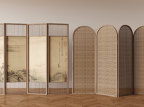 New Chinese Screen Folding Screen Rattan Screen