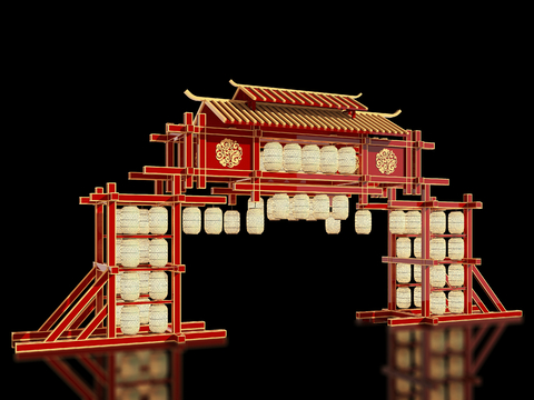 Neo-Chinese Style Archway Night Market Entrance Archway Scenic Gate