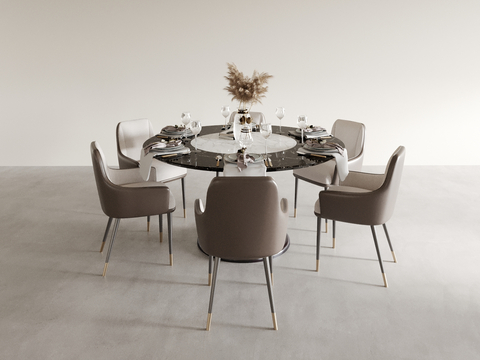 Round Dining Table and Chair Marble Dining Table