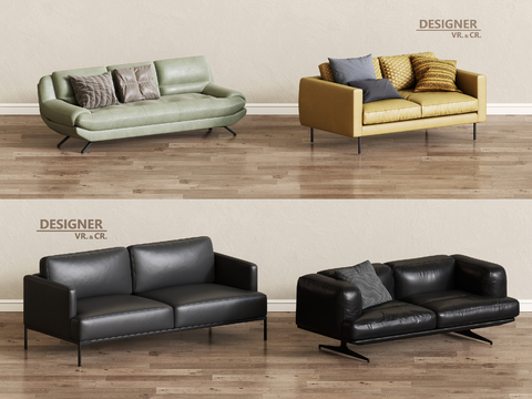 Leather sofa double sofa